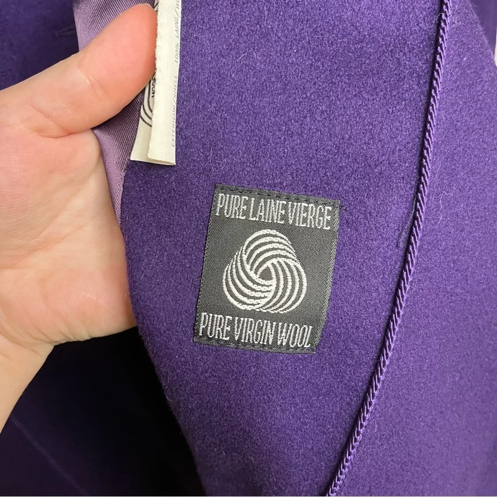 Purple Wool Vintage Button Down Long Jacket - Picture 7 of 9